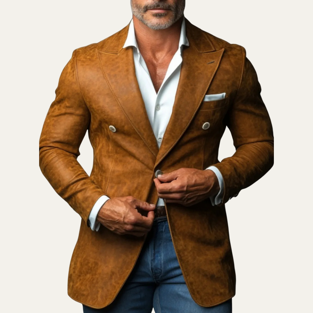 The Marsala Men’s Double Breasted Suede Smart Casual Blazer