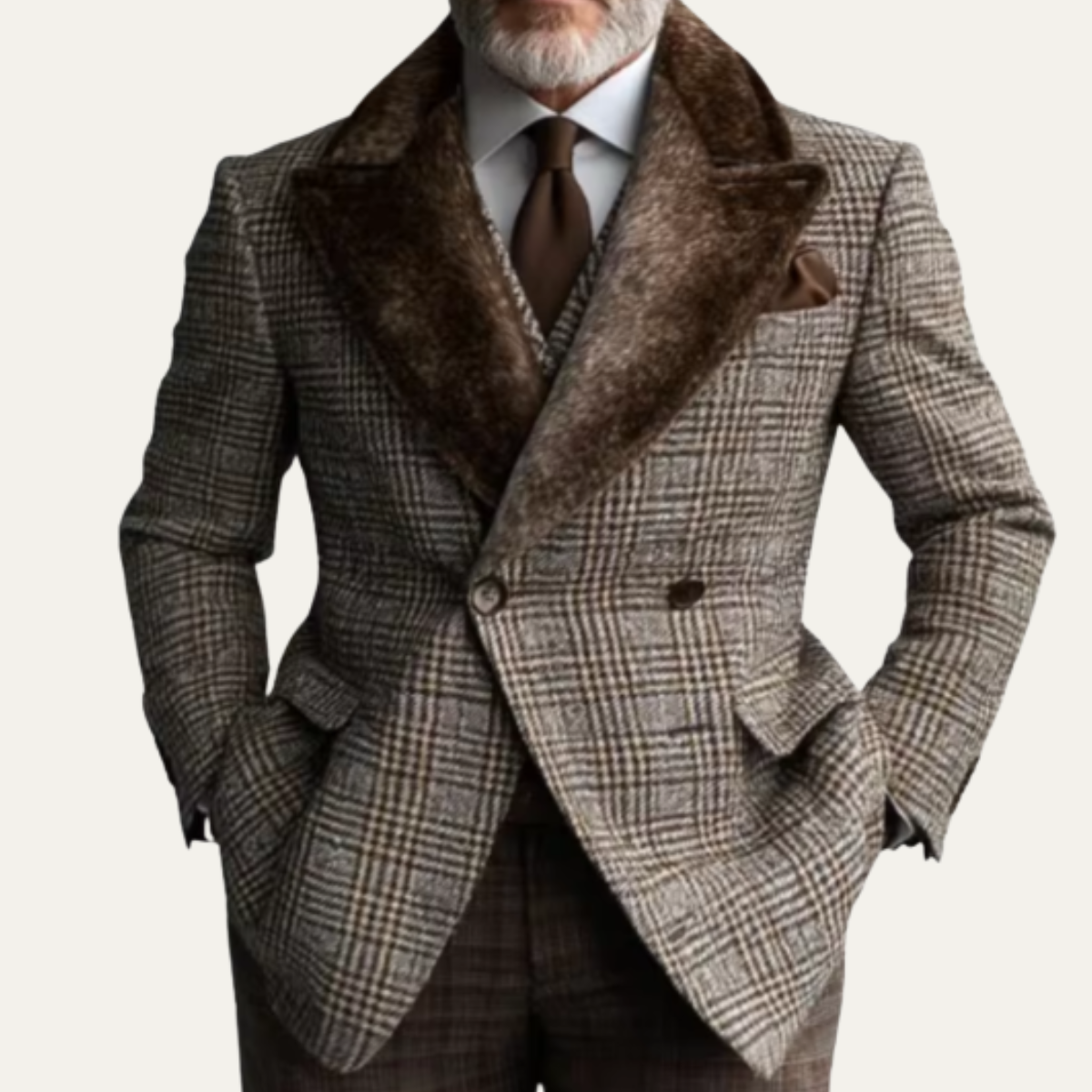 The Messina Men’s Winter Houndstooth Double Breasted Blazer Suit