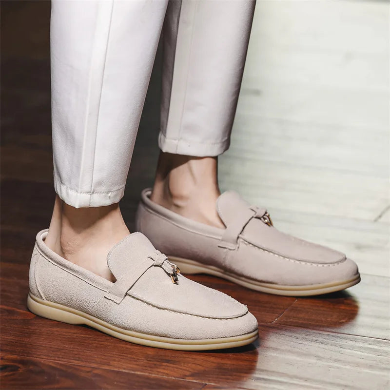 Men’s Suede Loafers with Tassels – Classic Slip On Casual Shoes