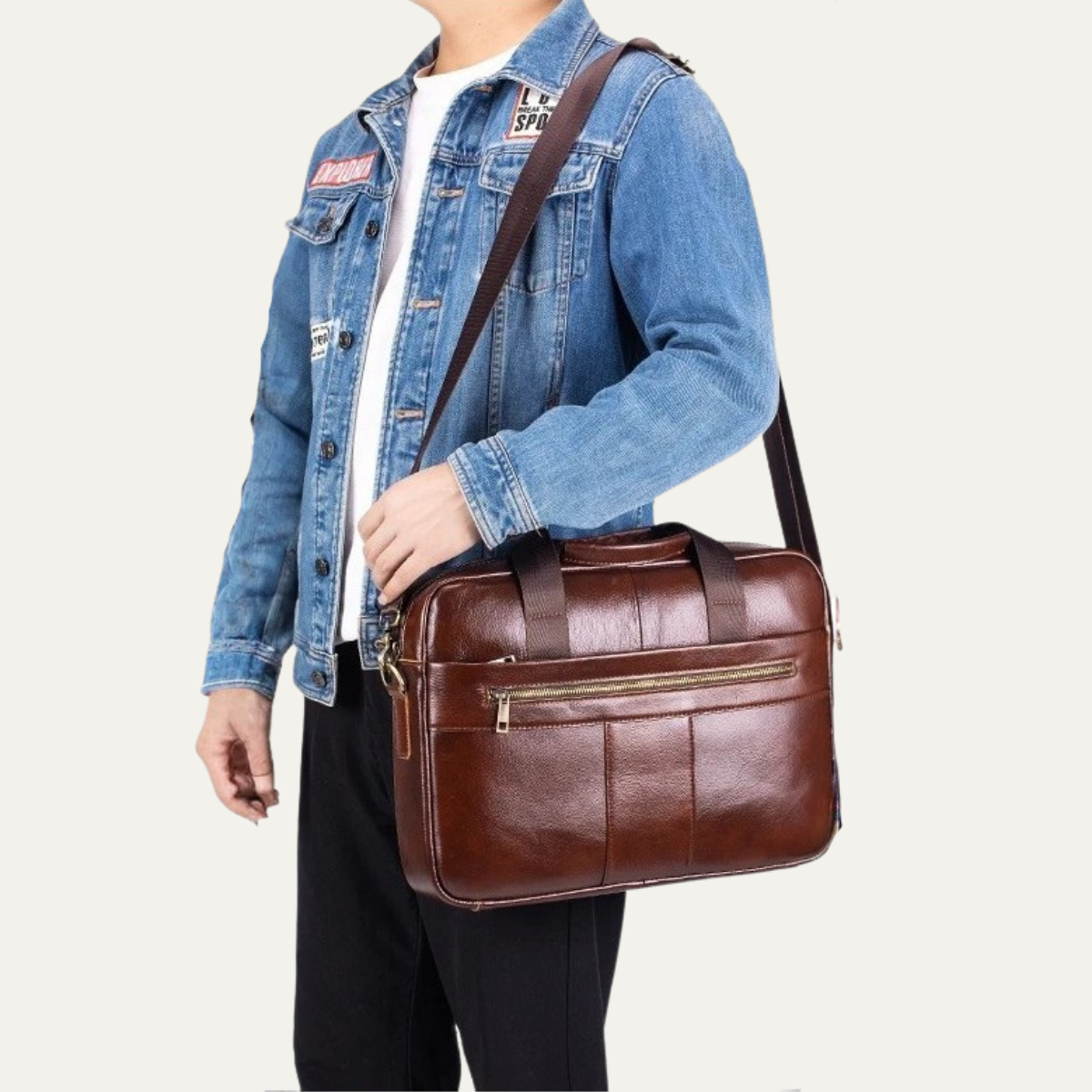 Men’s Business Office Leather Shoulder Bag