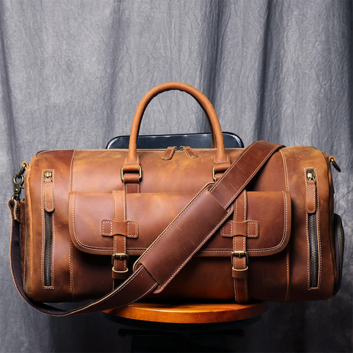 Men’s Weekend Carry On Genuine Leather Travel Duffle Bag
