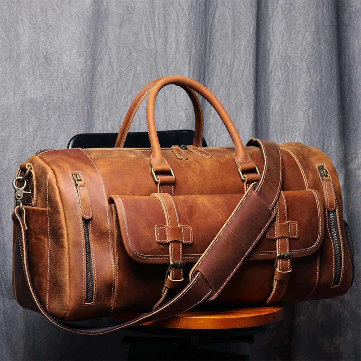 Men’s Weekend Carry On Genuine Leather Travel Duffle Bag