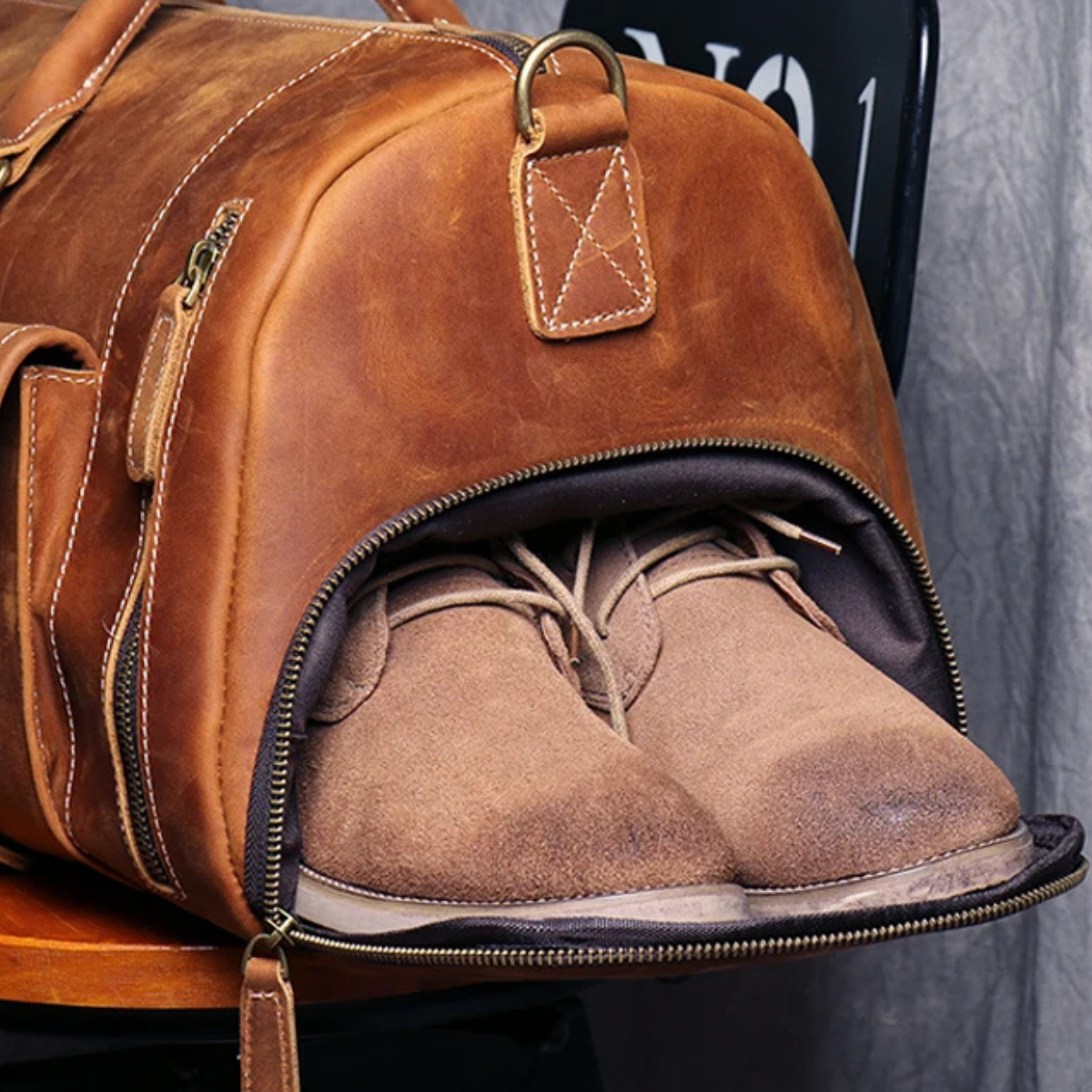 Men’s Weekend Carry On Genuine Leather Travel Duffle Bag