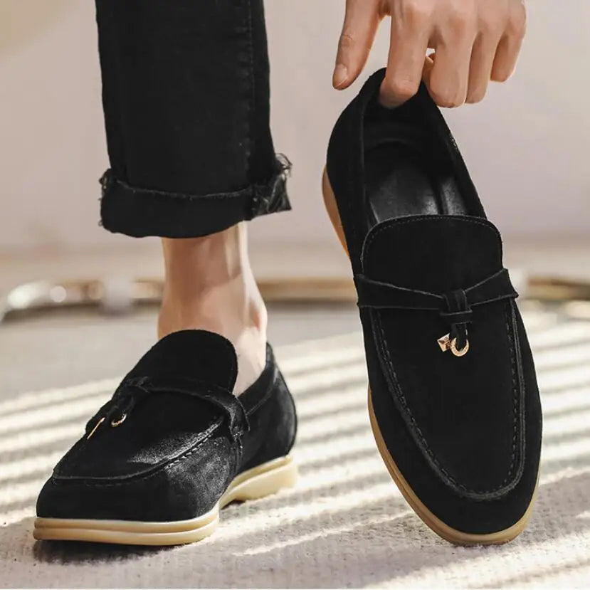 Men’s Suede Loafers with Tassels – Classic Slip On Casual Shoes