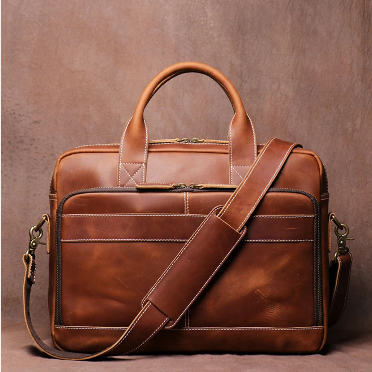 Men’s Vintage Business Leather Laptop Briefcase
