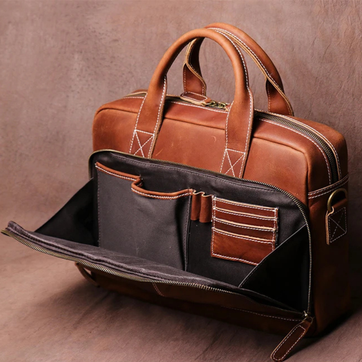 Men’s Vintage Business Leather Laptop Briefcase
