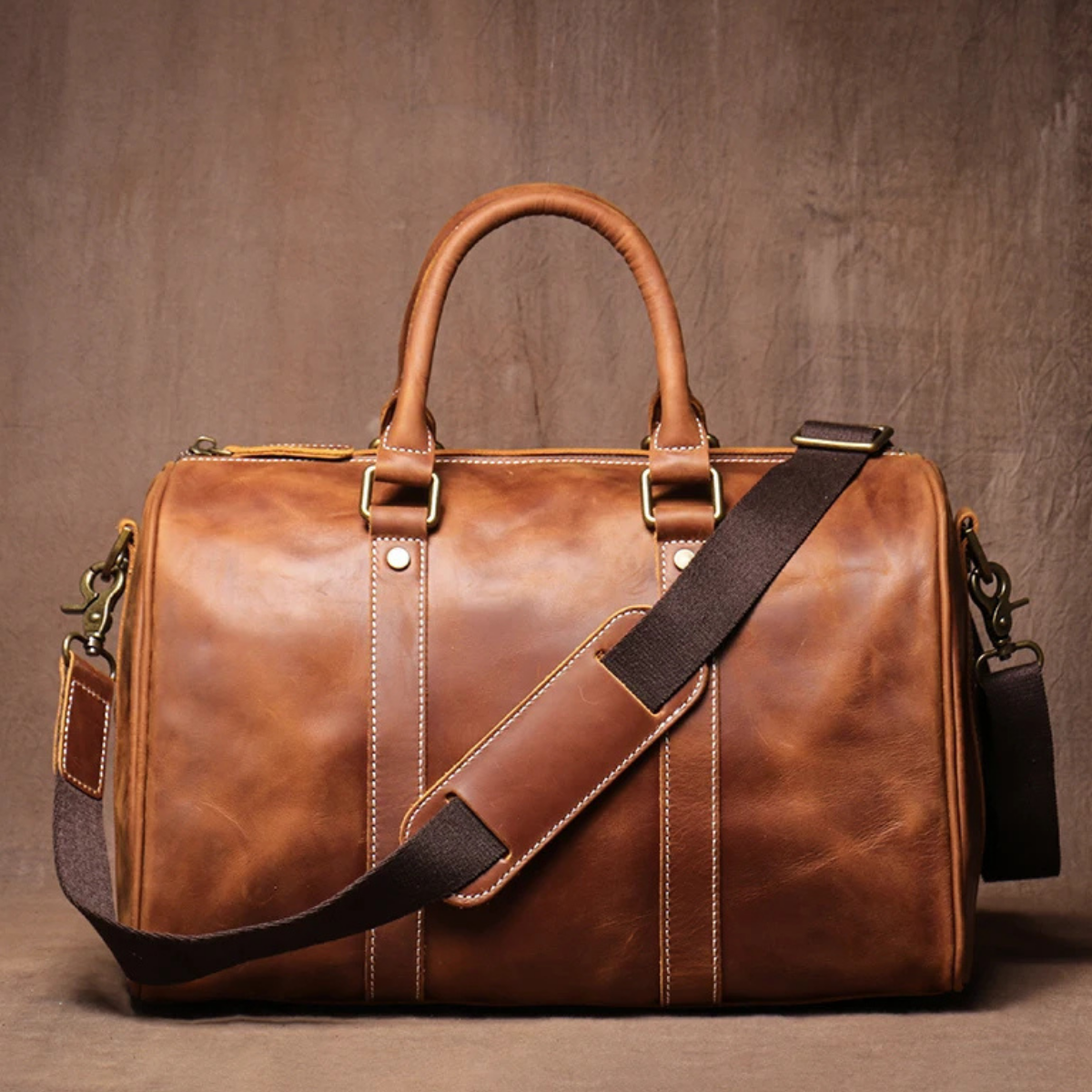 Men’s Retro Weekend Duffle Carry On Leather Luggage