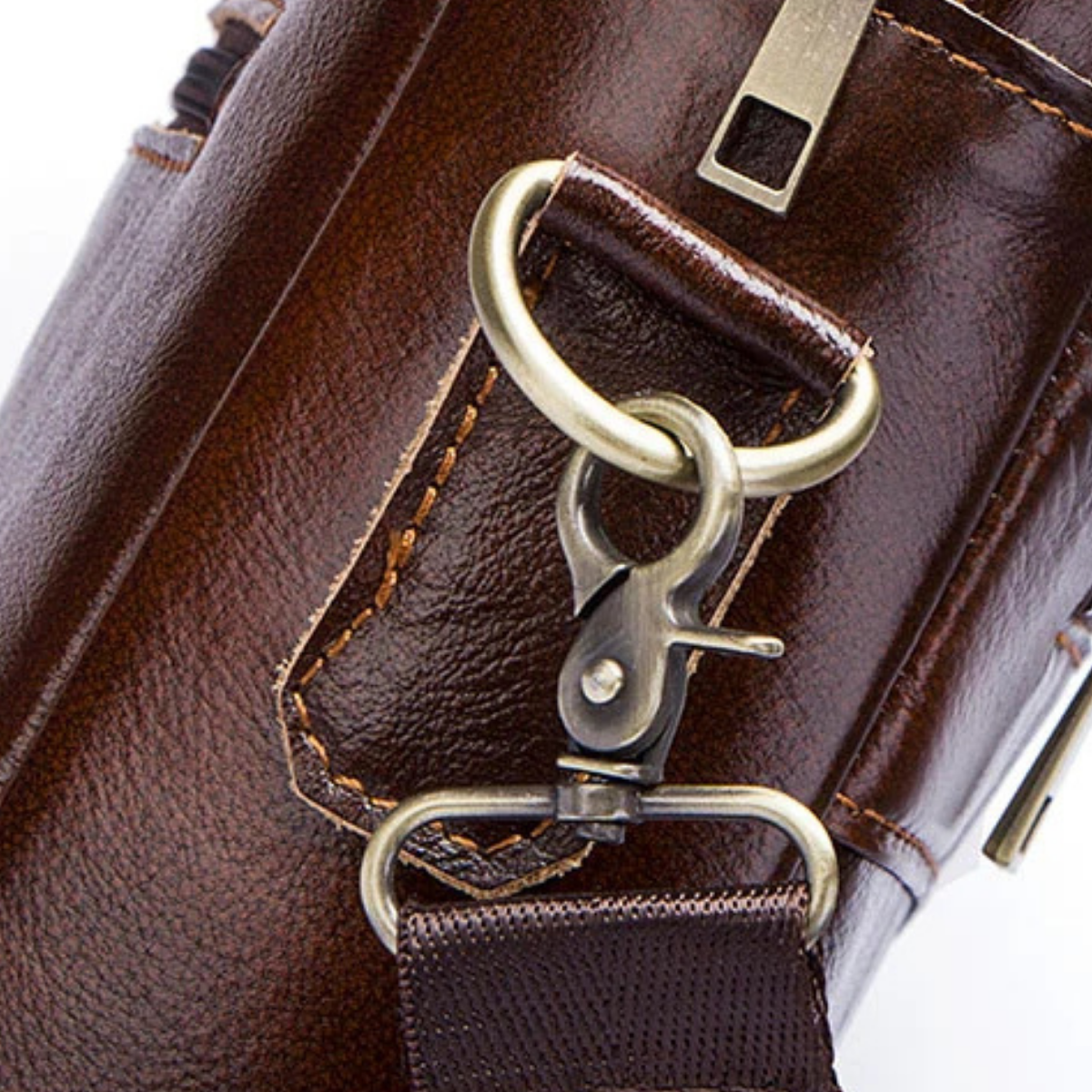 Men’s Business Shoulder Leather Bag – Dark Brown