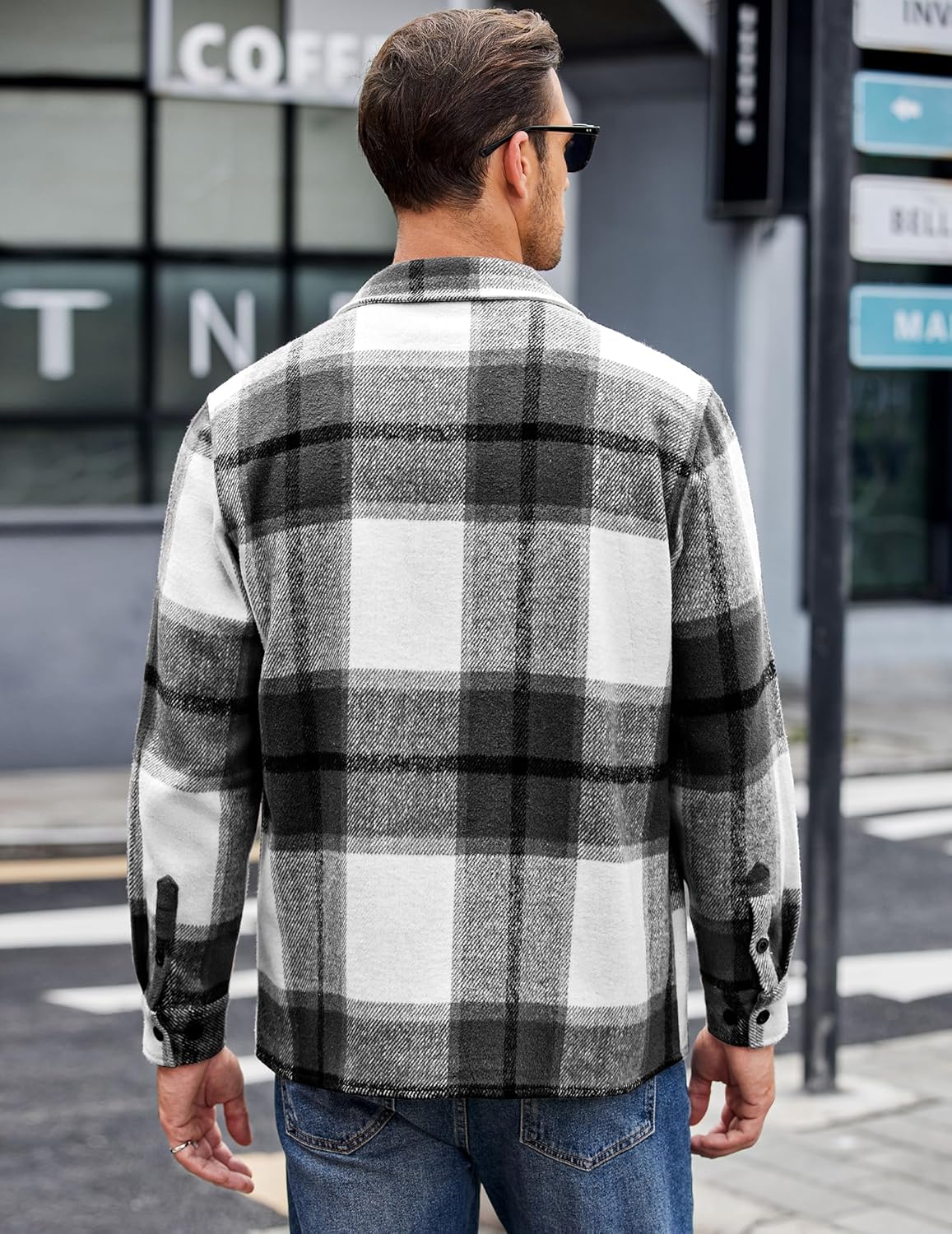 Men’s Plaid Button Up Shirt Jacket – Casual Long Sleeve Checked Overshirt