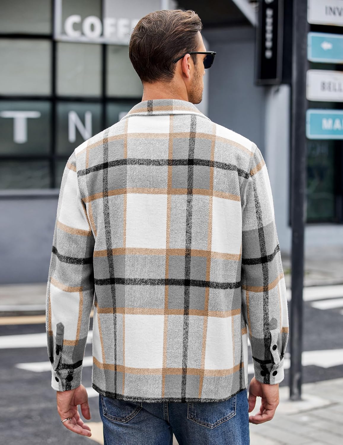 Men’s Plaid Button Up Shirt Jacket – Casual Long Sleeve Checked Overshirt
