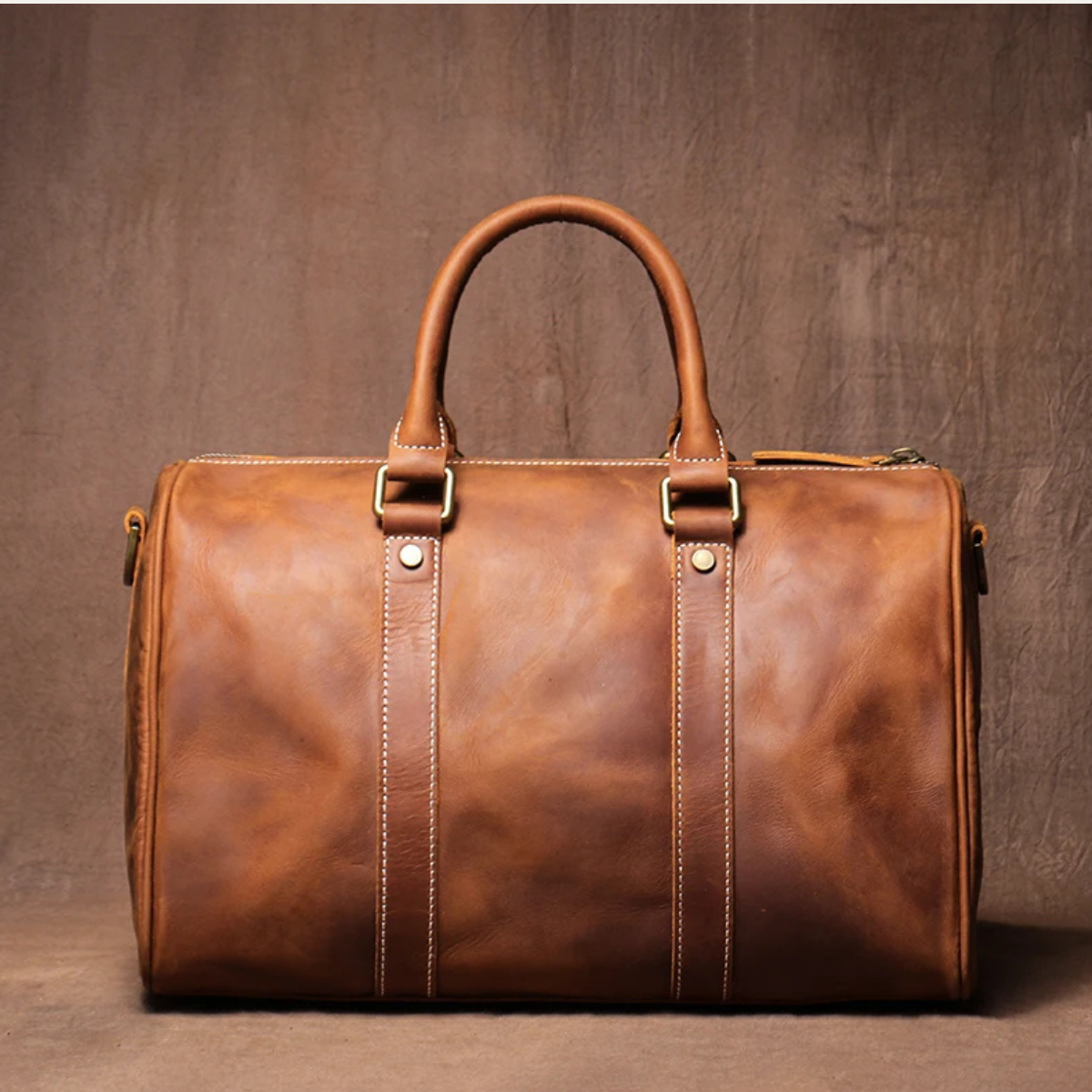 Men’s Retro Weekend Duffle Carry On Leather Luggage