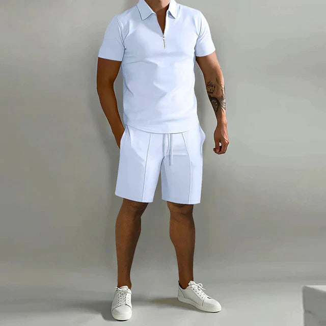 Collared Polo Set – Breathable Polyester Blend Top