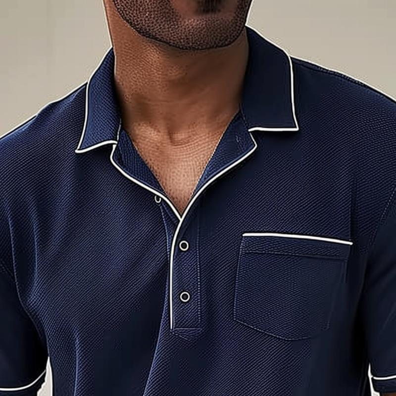Colorblock Layered Polo Shirt - Polyester Blend