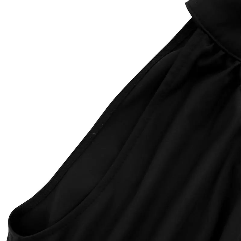 Elegant Black Sleeveless Jumpsuit – High Neck Wide Leg Evening Romper