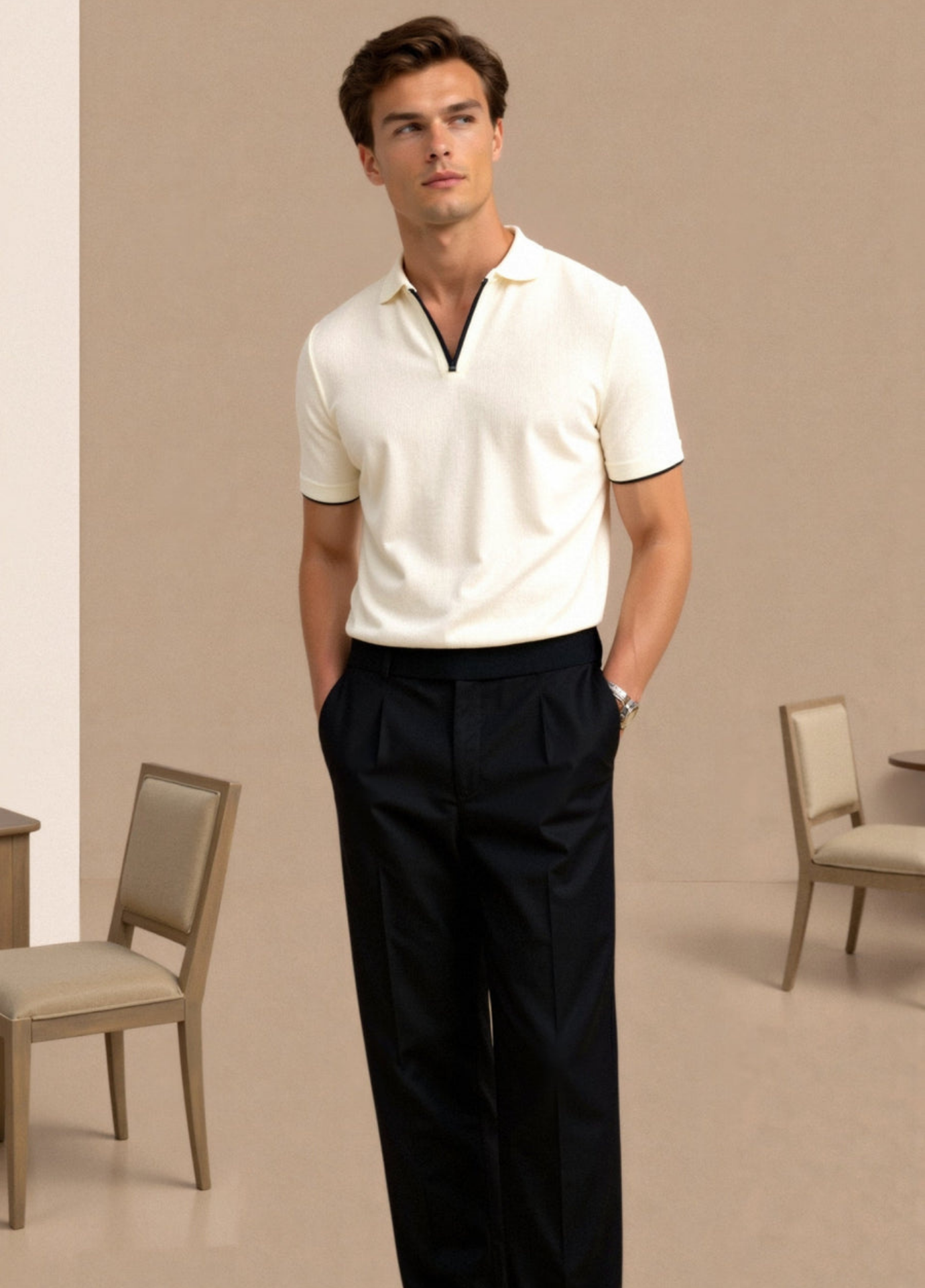 Breathable Slim Fit Polo – Tailored Soft-Blend Design