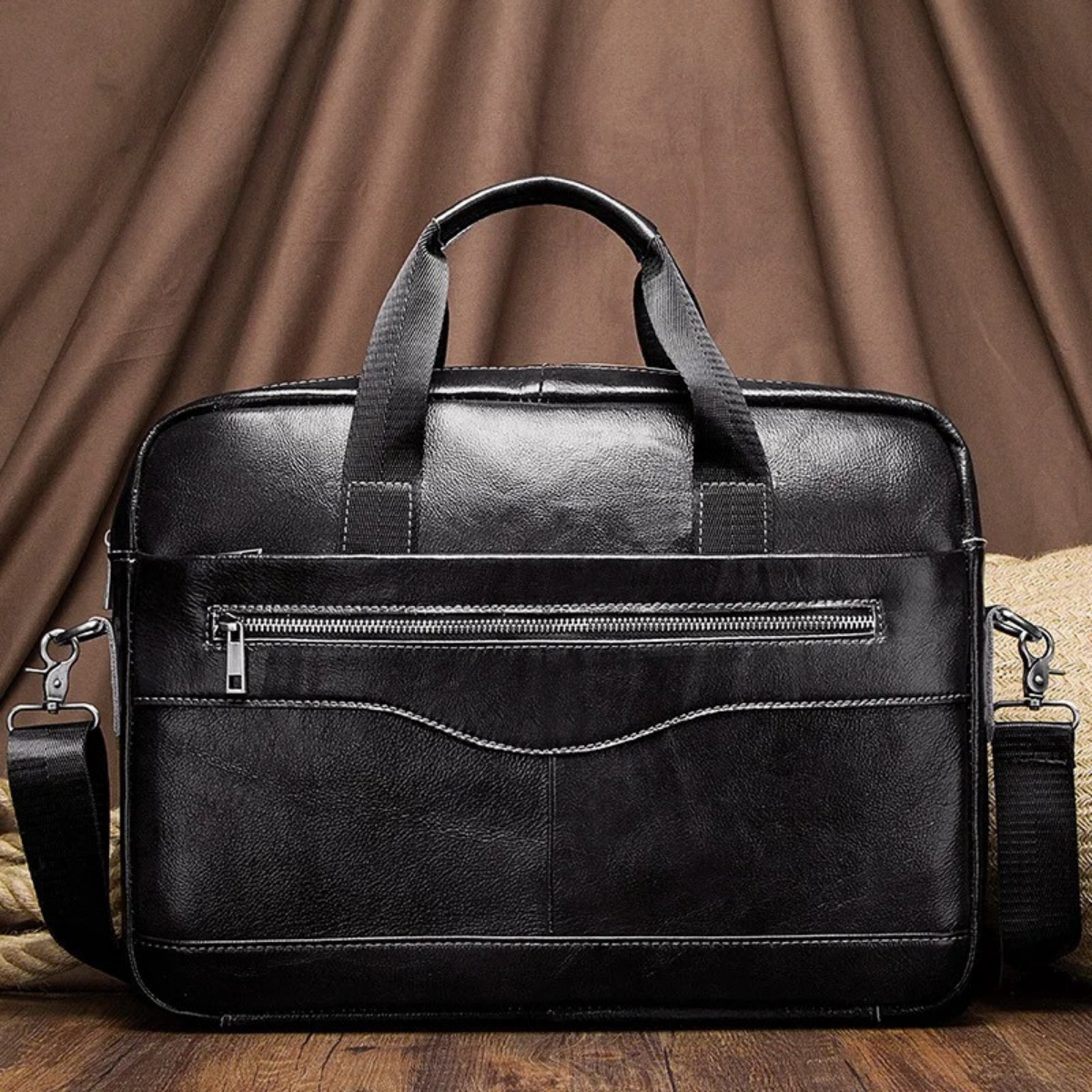 Men’s Business Shoulder Leather Bag – Black