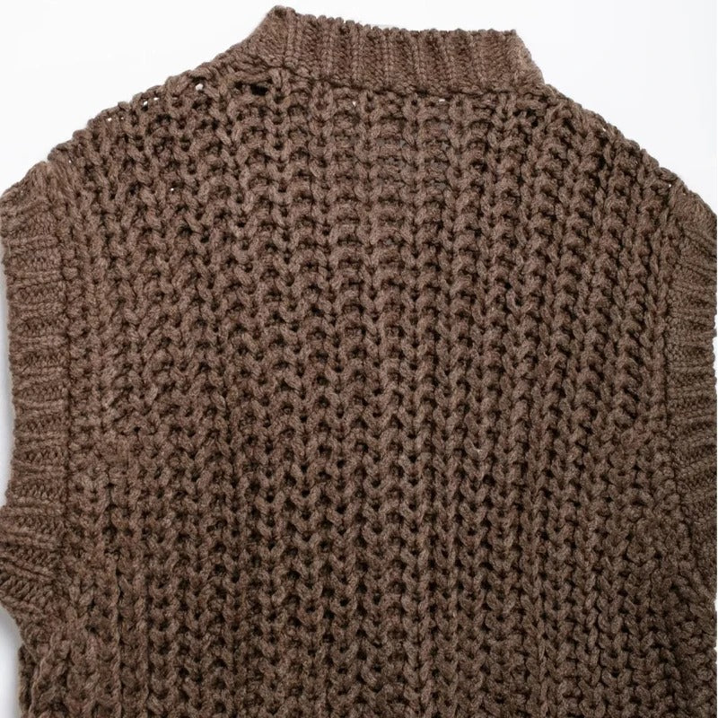 Knit Button Vest – Sleeveless Cropped Sweater Top