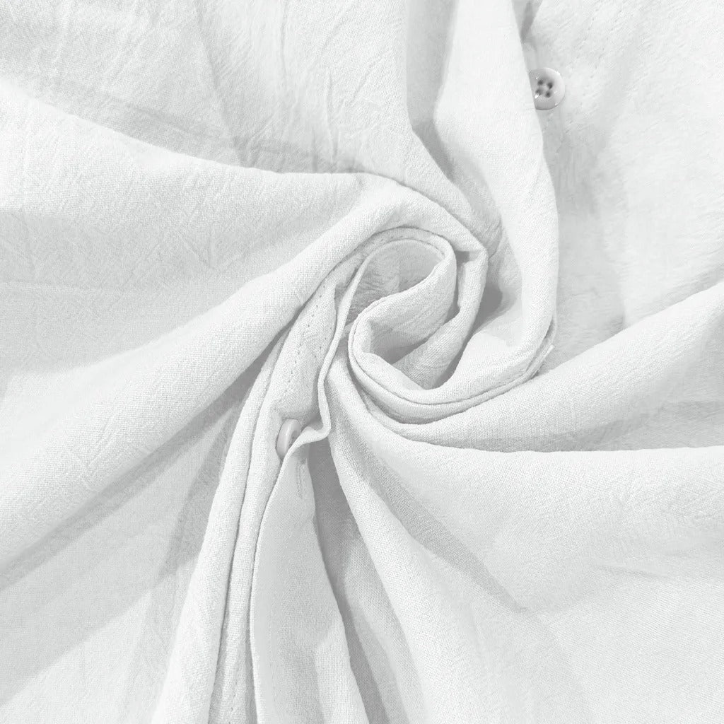 Men’s Linen Long Sleeve Shirt – Casual Button Up with Pocket