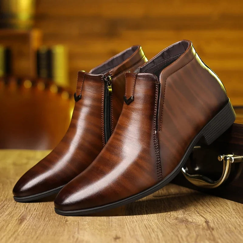Men's Pointed Toe Vintage Leather Ankle Boots