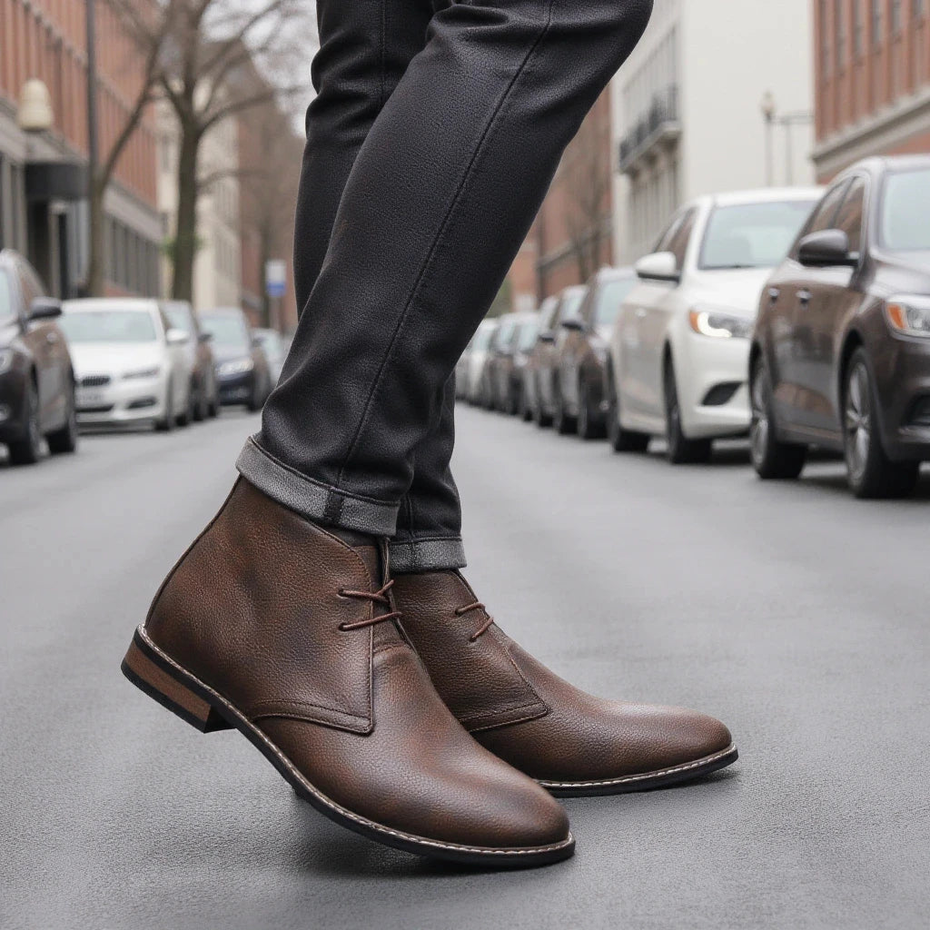 The Crosby Men's Street Style Leather Lace Up Ankle Boots