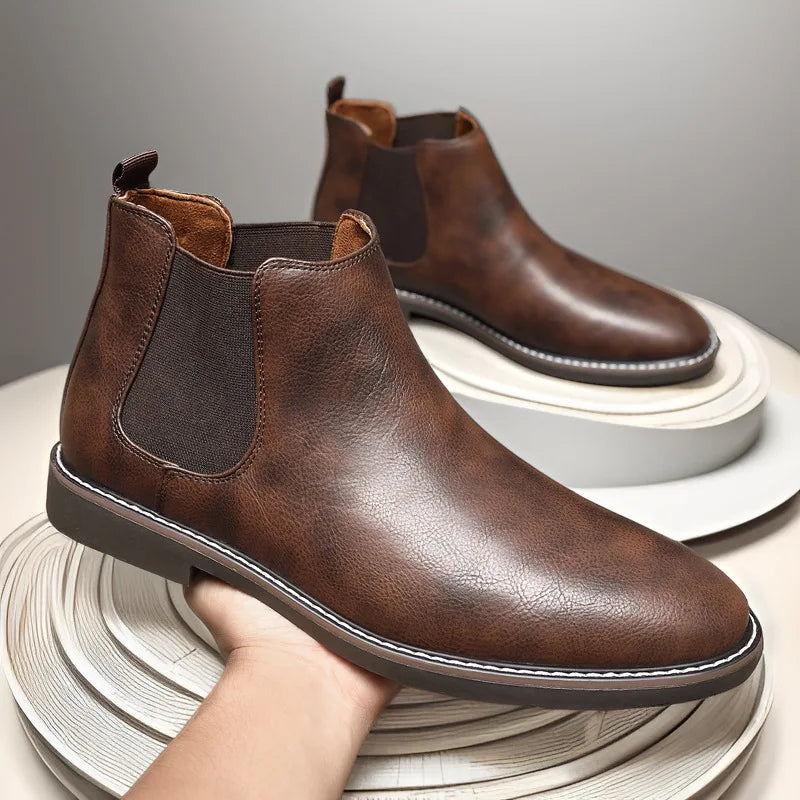 The Lothian Men's Classic Leather Slip On Chelsea Boots