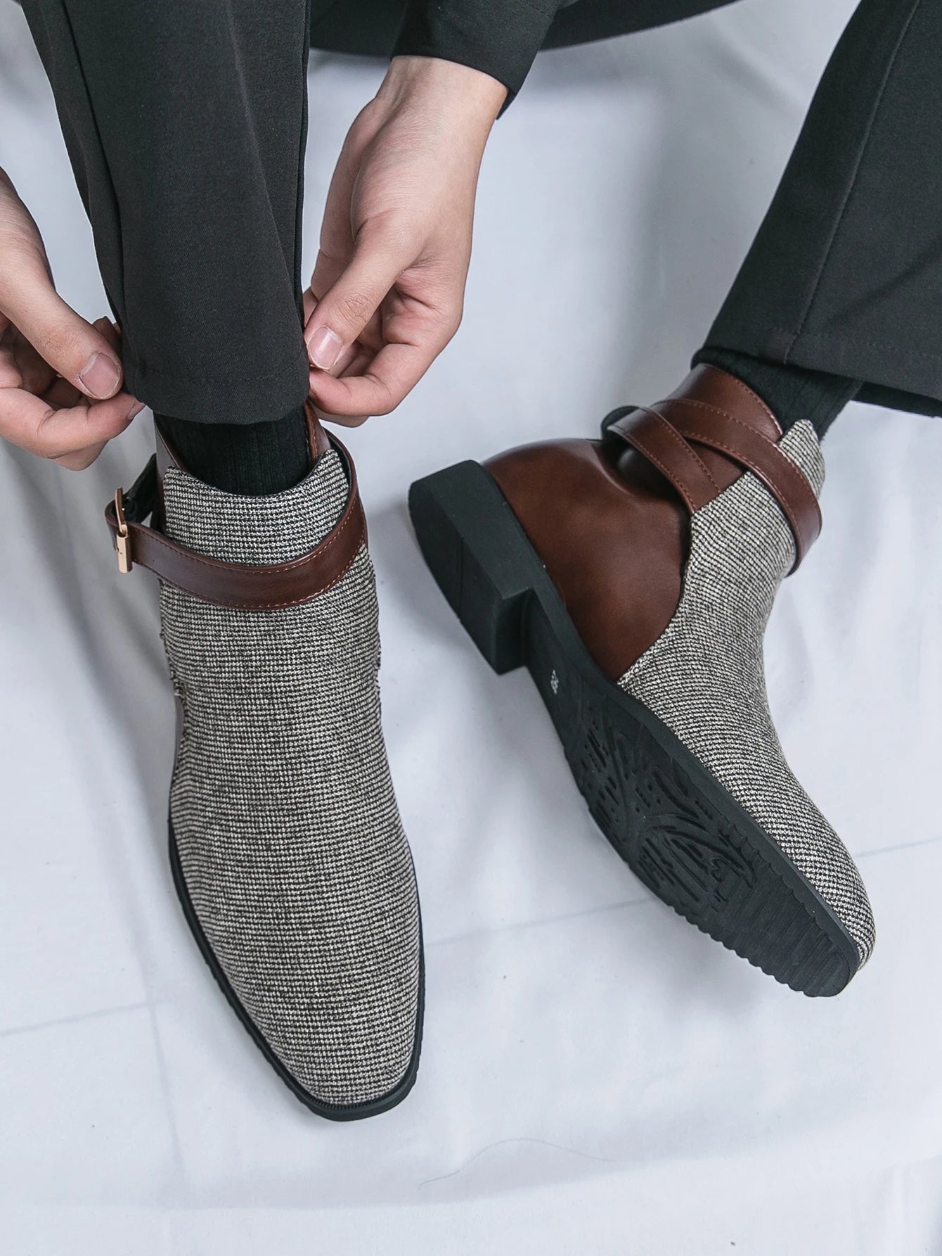 The Shetland Men's Elegant Modern Buckle Chelsea Boots