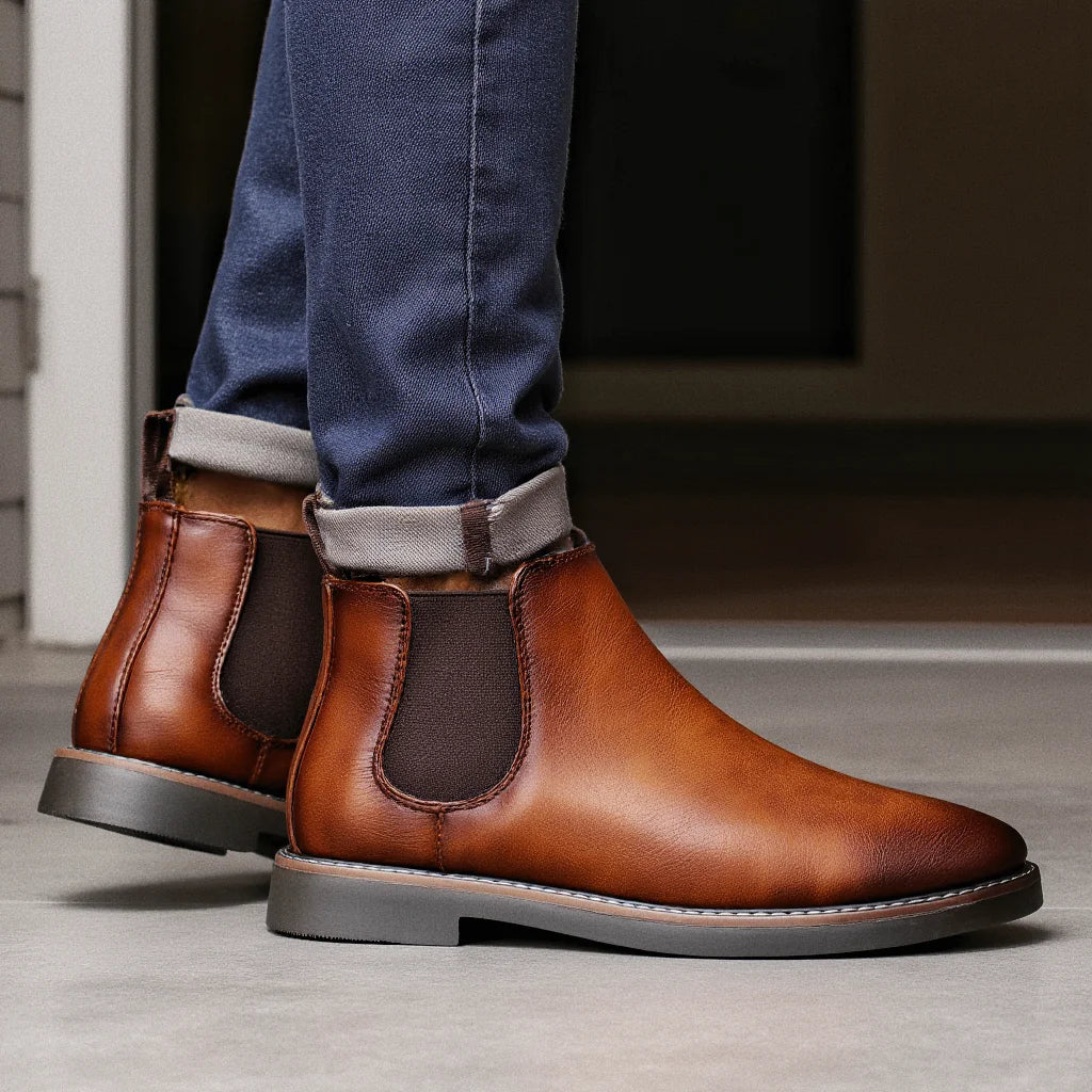 The Highlands Men's Durable Leather Chelsea Boots