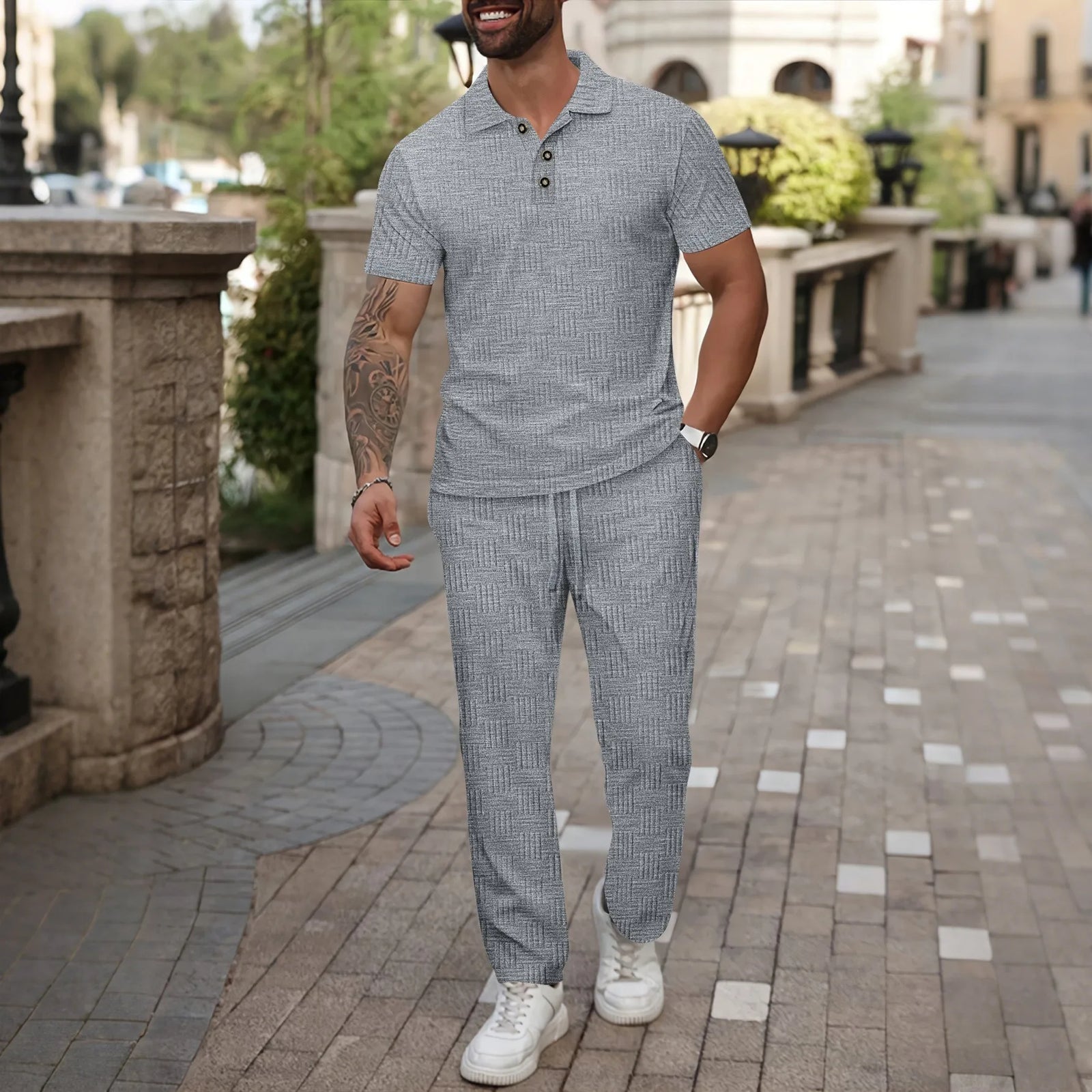 Men’s Polo Shirt and Pants Set – Casual Summer Streetwear Outfit