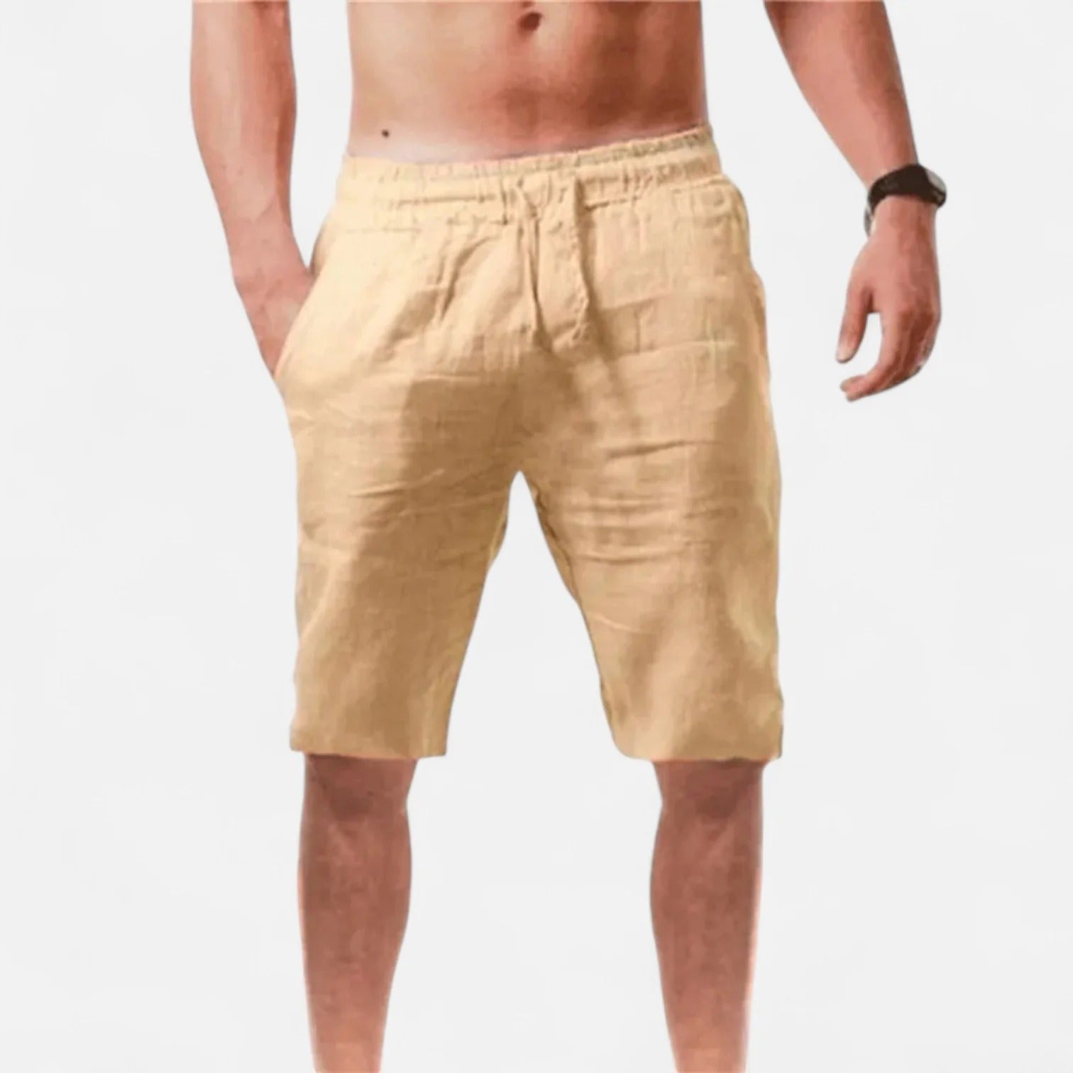 Linen Summer Drawstring Shorts Men
