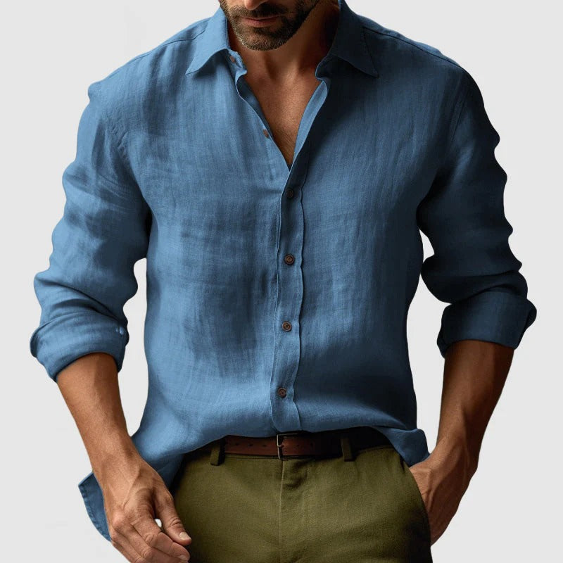 The Zurich Vintage Long Sleeve Linen Shirt for Men