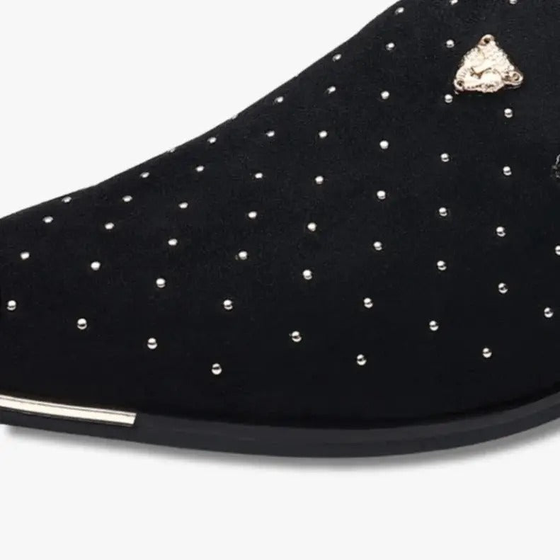 The Abingdon Men's Navy Suede Loafers with Studded Detail