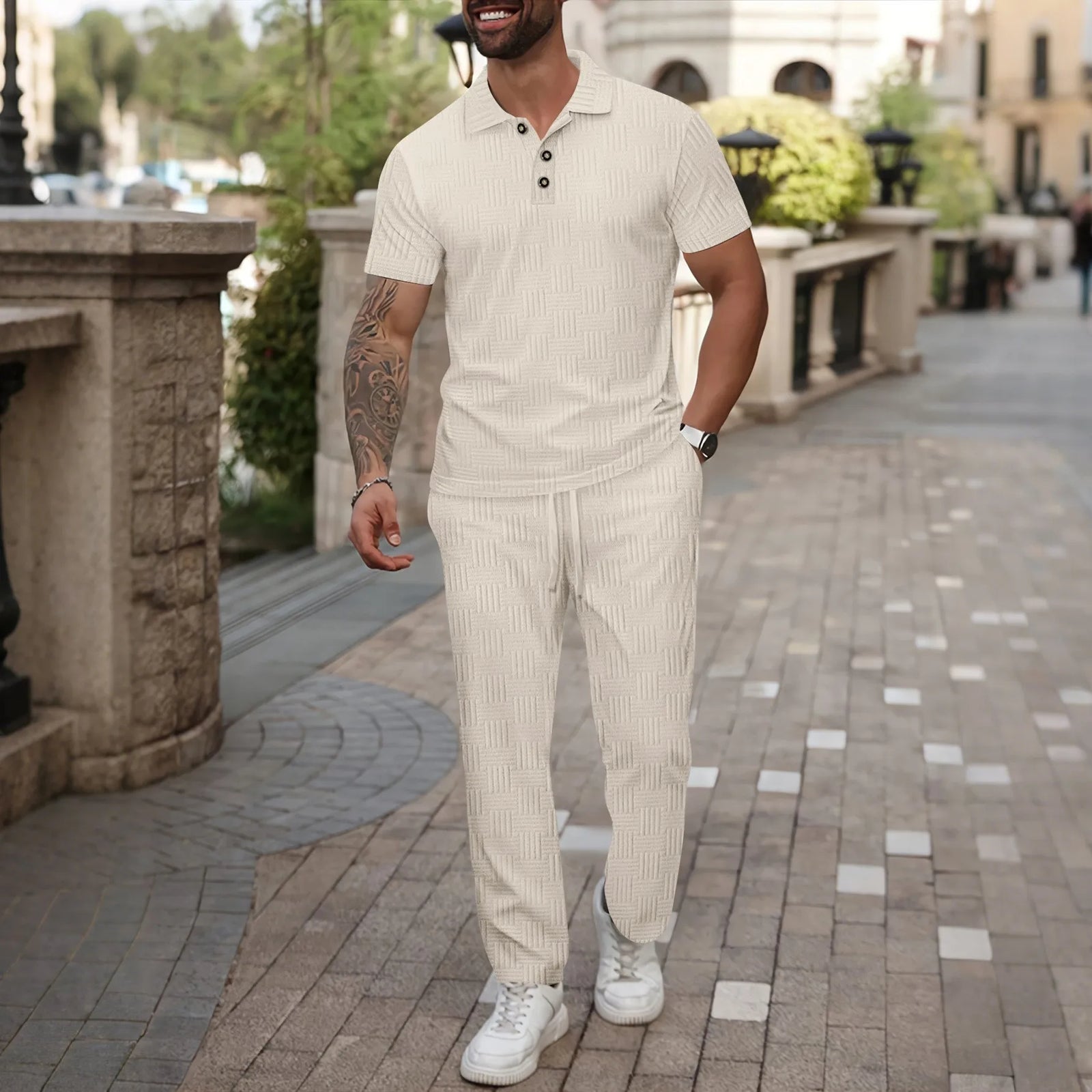 Men’s Polo Shirt and Pants Set – Casual Summer Streetwear Outfit
