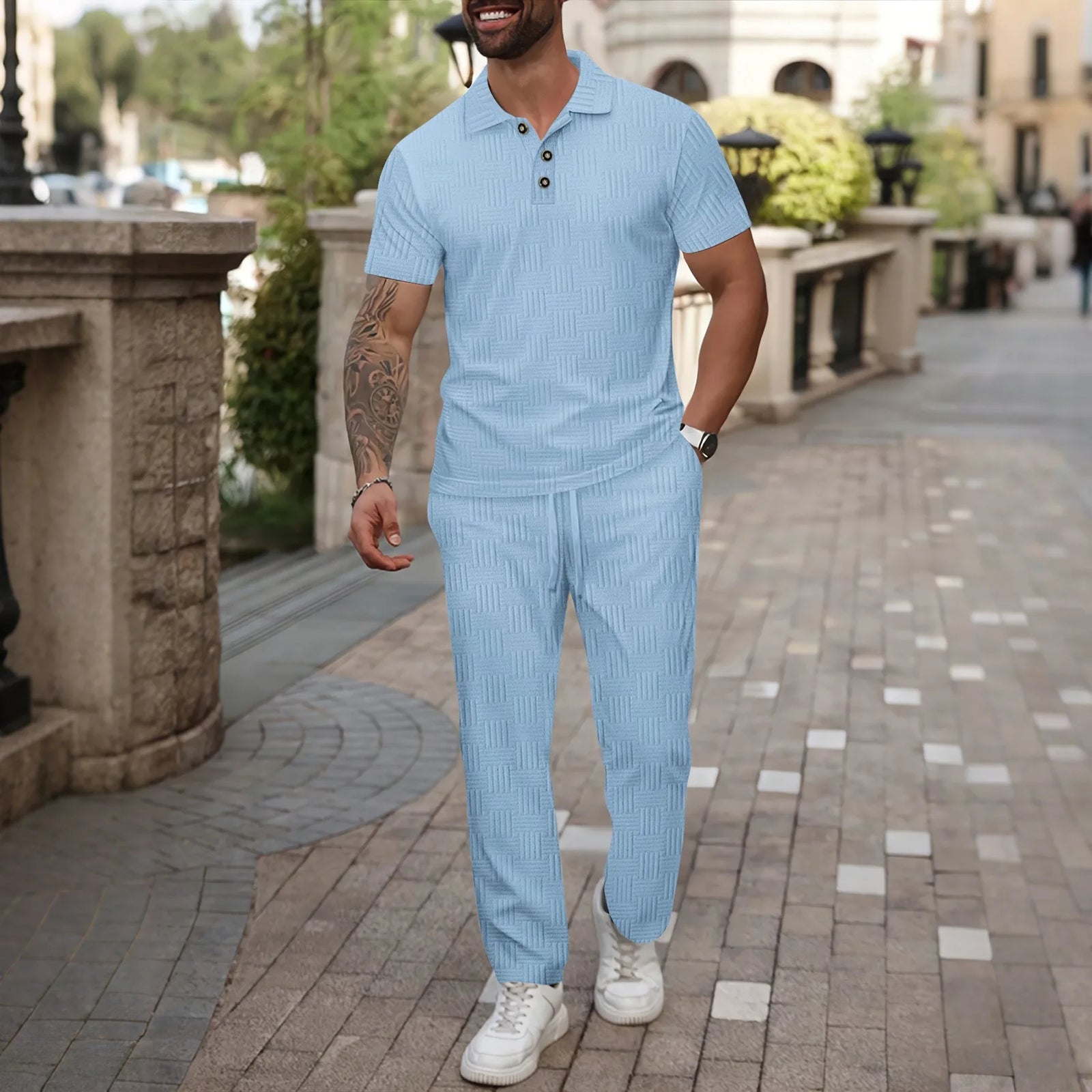 Men’s Polo Shirt and Pants Set – Casual Summer Streetwear Outfit