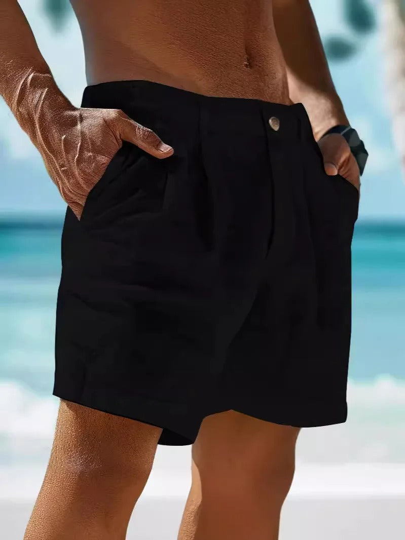 Men’s Linen Shorts – Casual Summer Beach Cotton Shorts