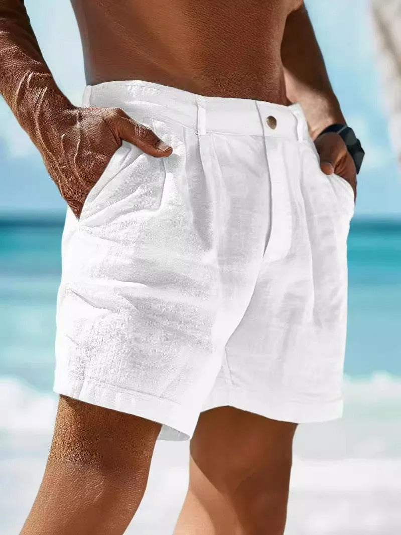 Men’s Linen Shorts – Casual Summer Beach Cotton Shorts