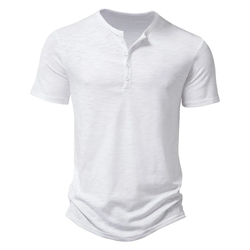 Men’s Henley T-Shirt – Casual Short Sleeve Cotton Button Tee