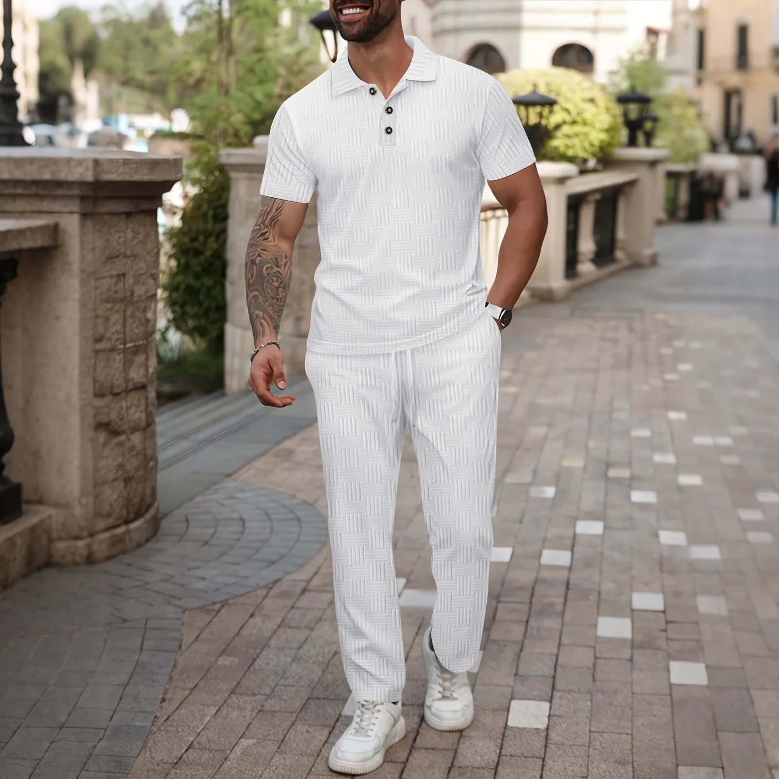 Men’s Polo Shirt and Pants Set – Casual Summer Streetwear Outfit