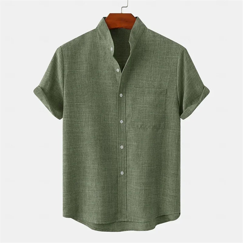 Men’s Linen Shirt Casual Summer Button Down