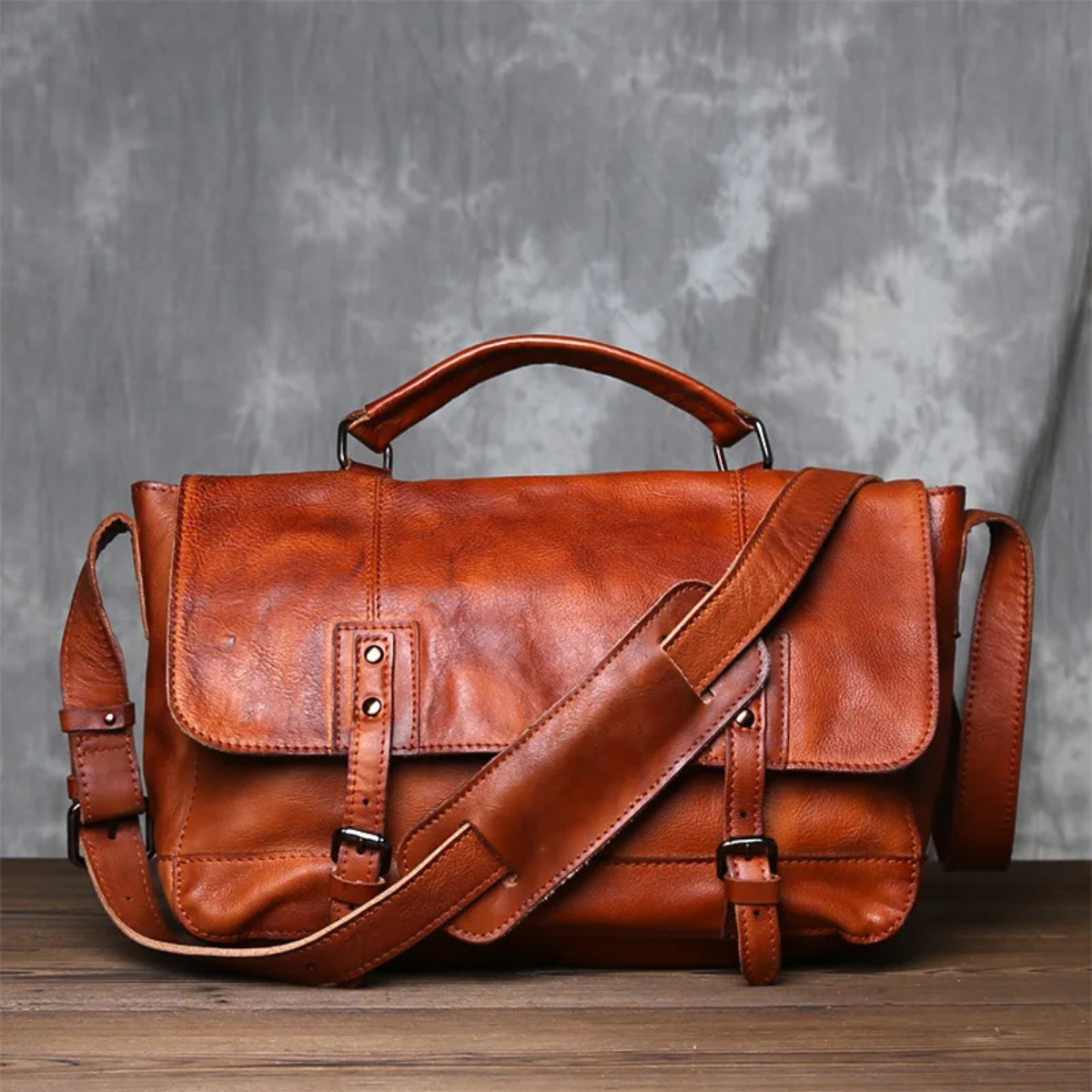 Men’s Vintage Crossbody Briefcase Leather Bag