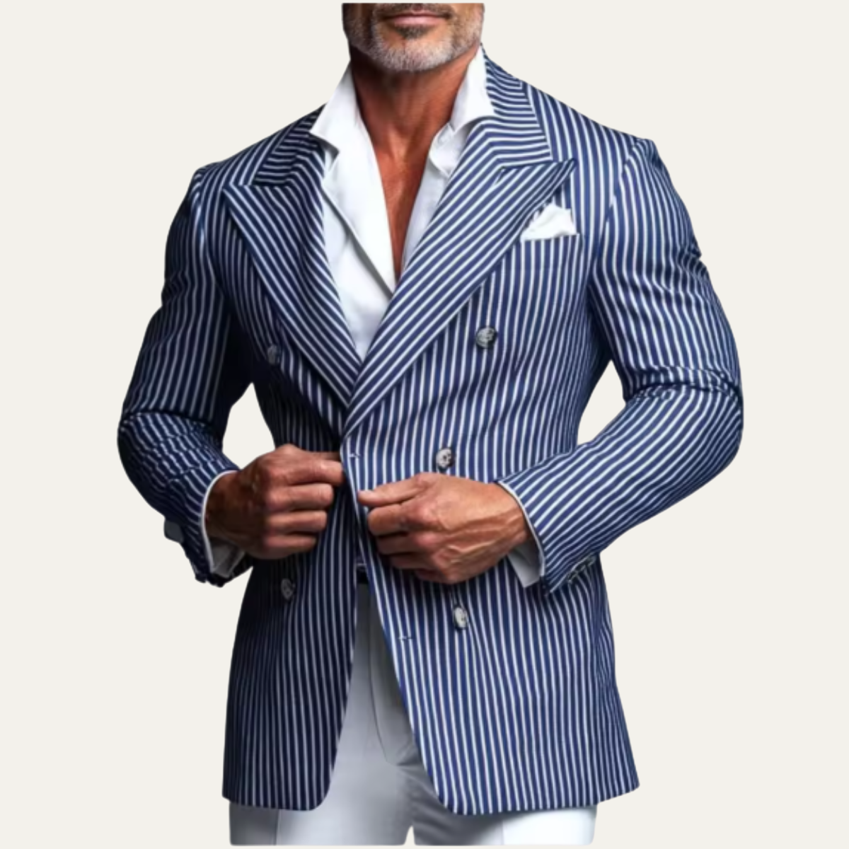 The Pantelleria Men’s Striped Double Breasted Blazer Suit