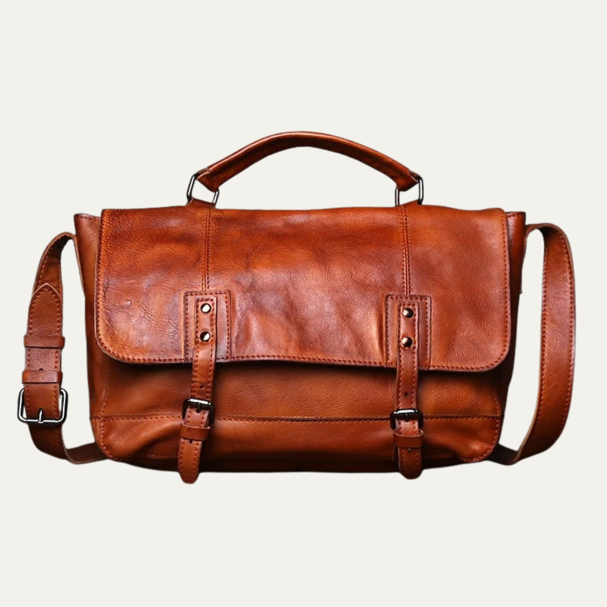 Men’s Vintage Crossbody Genuine Leather Shoulder Bag – Brown