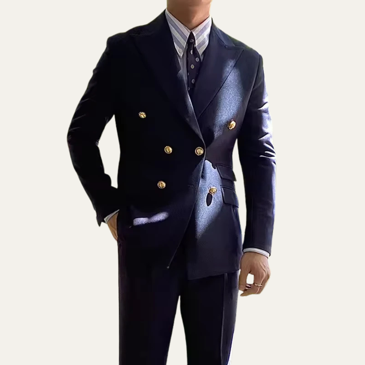 The Knightsbridge Men’s Classic Double Breasted Blazer Suit with Gold Buttons