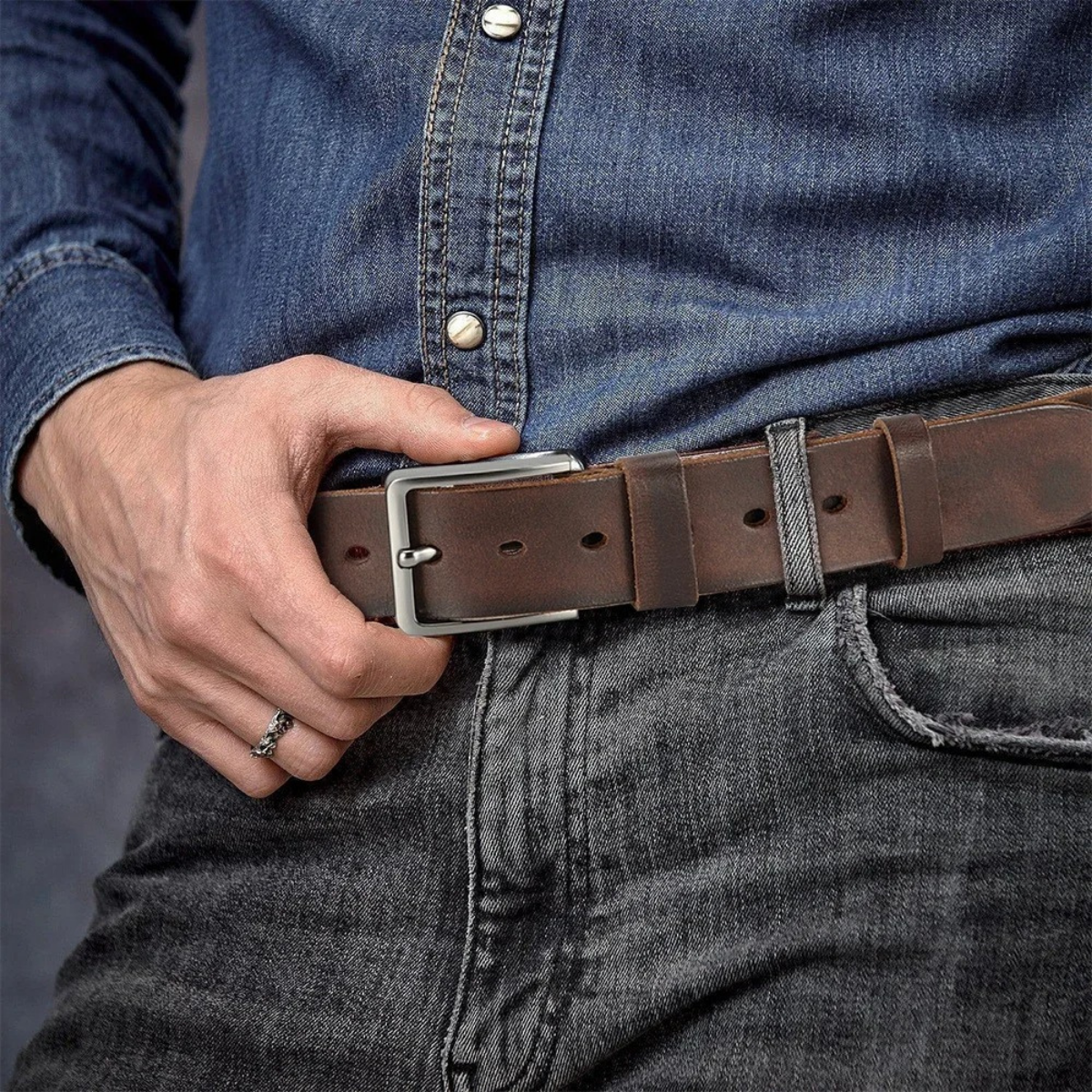 Men’s Classic Leather Buckle Casual & Business Waist Belt
