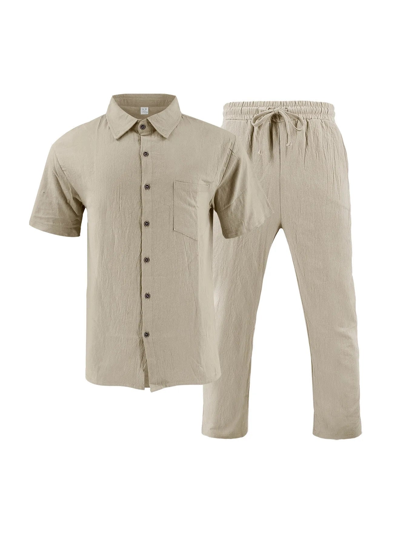 Men’s Linen Shirt and Pants Set – Casual Summer Beach Outfit