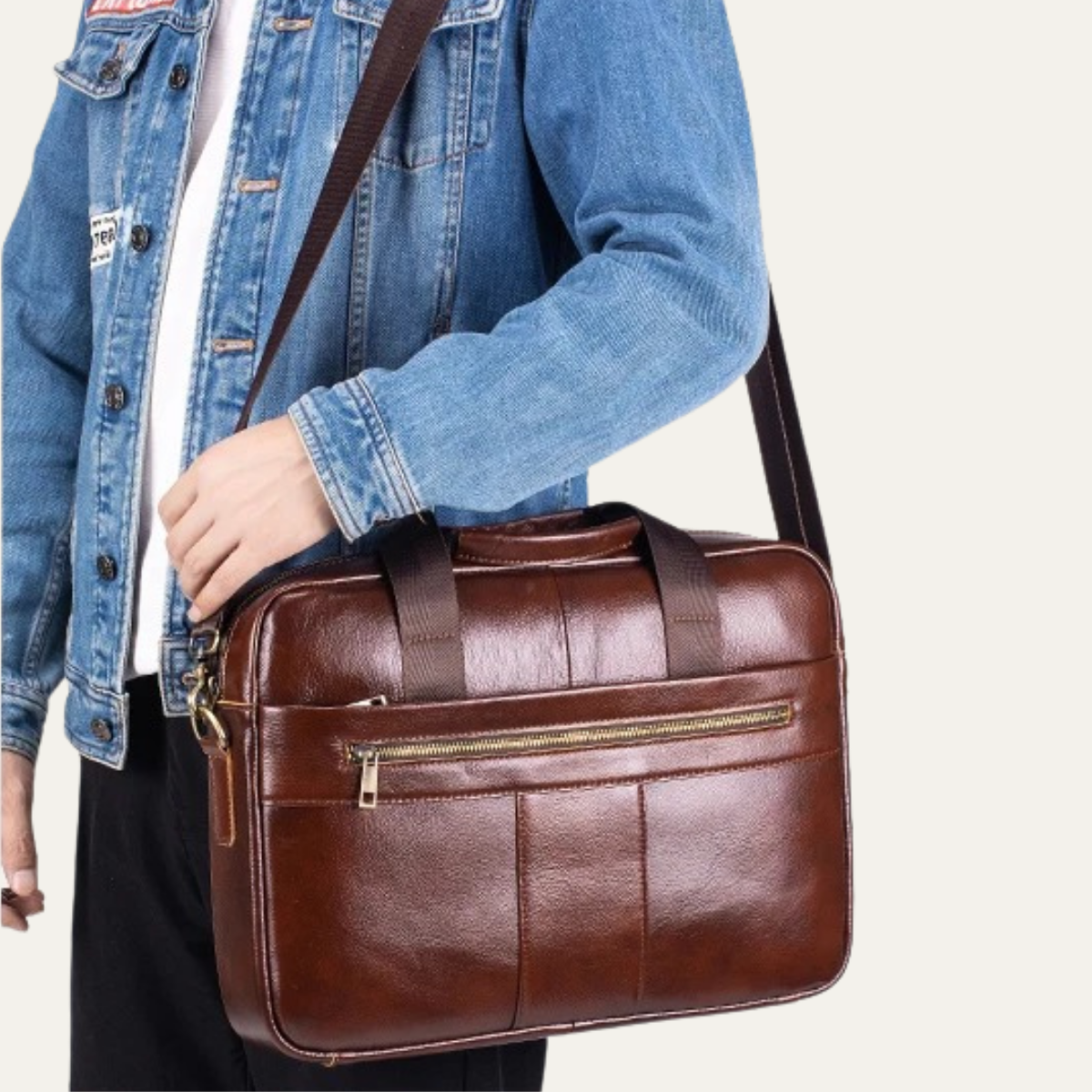 Men’s Genuine Leather Business Shoulder Bag