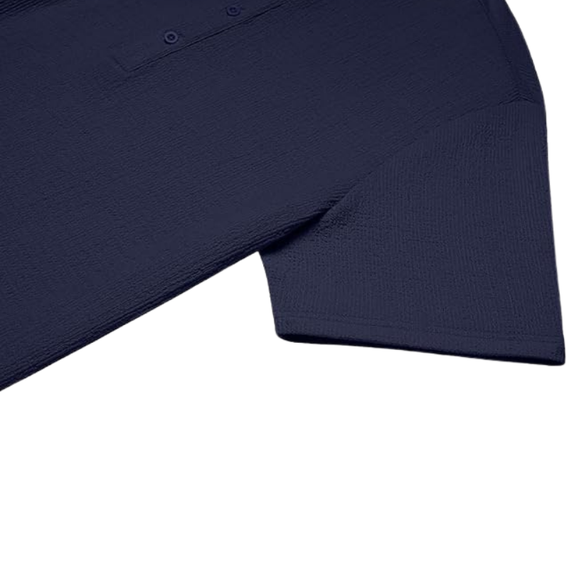 Men’s Casual Textured Henley Shirt – Summer Stand Collar Top