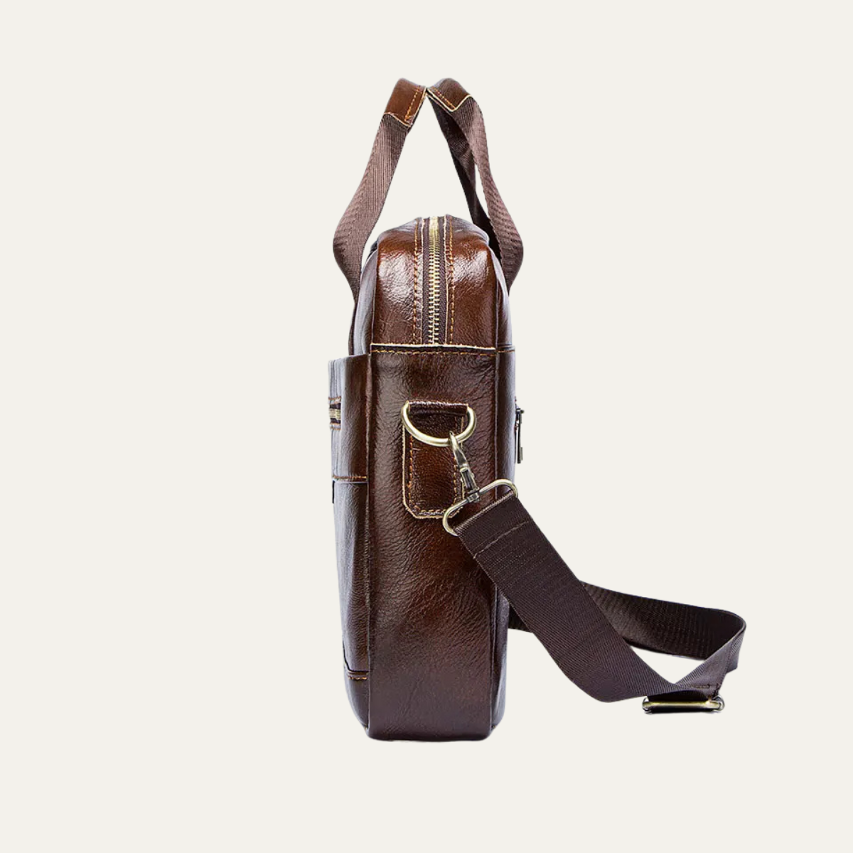 Men’s Business Shoulder Leather Bag – Dark Brown