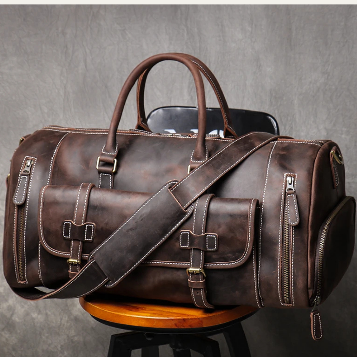 Men’s Weekend Carry On Genuine Leather Travel Duffle Bag