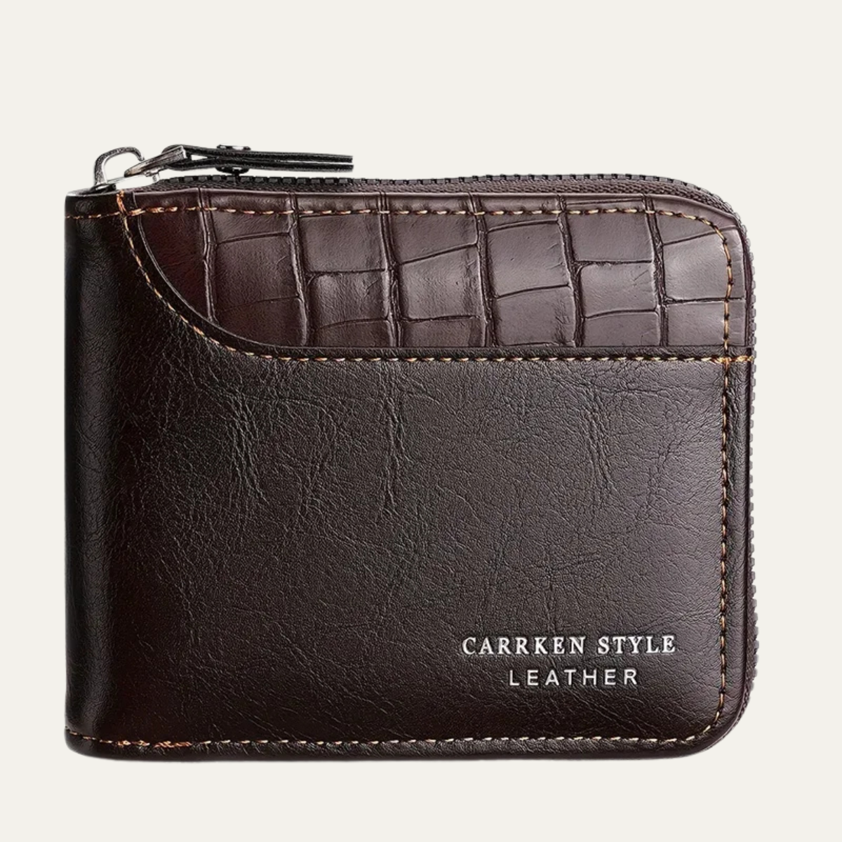 Men’s Leather Zip Wallet – RFID Card Holder with Coin Pocket
