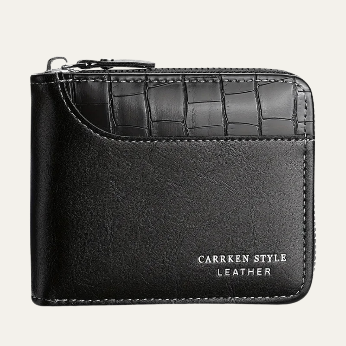 Men’s Leather Zip Wallet – RFID Card Holder with Coin Pocket